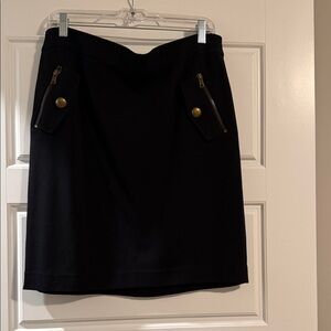 Ann Taylor Black Pencil Skirt with Gold Accents